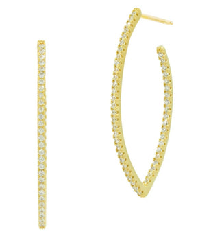 Signature Allover Pave Pointed Hoop Earrings in Gold - The Weitzman Museum Store - YZE029237B