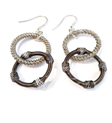 Silver and Slate Double Loop Piano Wire Earrings - The Weitzman Museum Store - ES22B