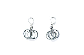 Silver and Slate Loop Earrings w/Crystal Beads - The Weitzman Museum Store - S135B-E