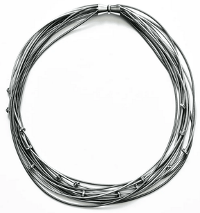 Silver And Slate Multi Strand Necklace With Crystal Beads - The Weitzman Museum Store - S135B