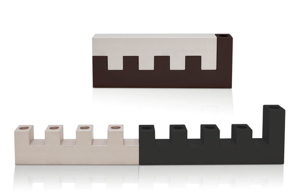 Silver & Black Interlocking Menorah - The Weitzman Museum Store - AMN9000S/Blk