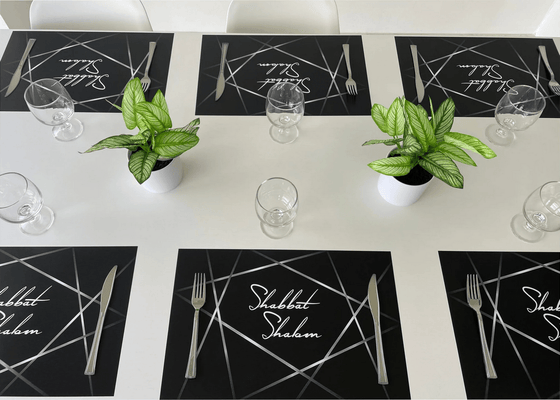 Silver & Black Paper Placemats for Shabbat - The Weitzman Museum Store - 7 - 847384018444