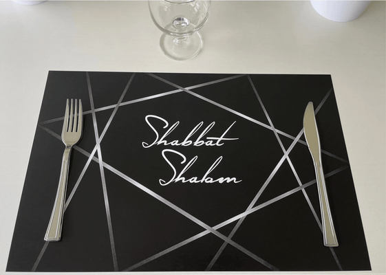 Silver & Black Paper Placemats for Shabbat - The Weitzman Museum Store - 7 - 847384018444