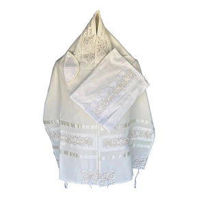 Silver Rose Tallit - The Weitzman Museum Store - ADE-104 White