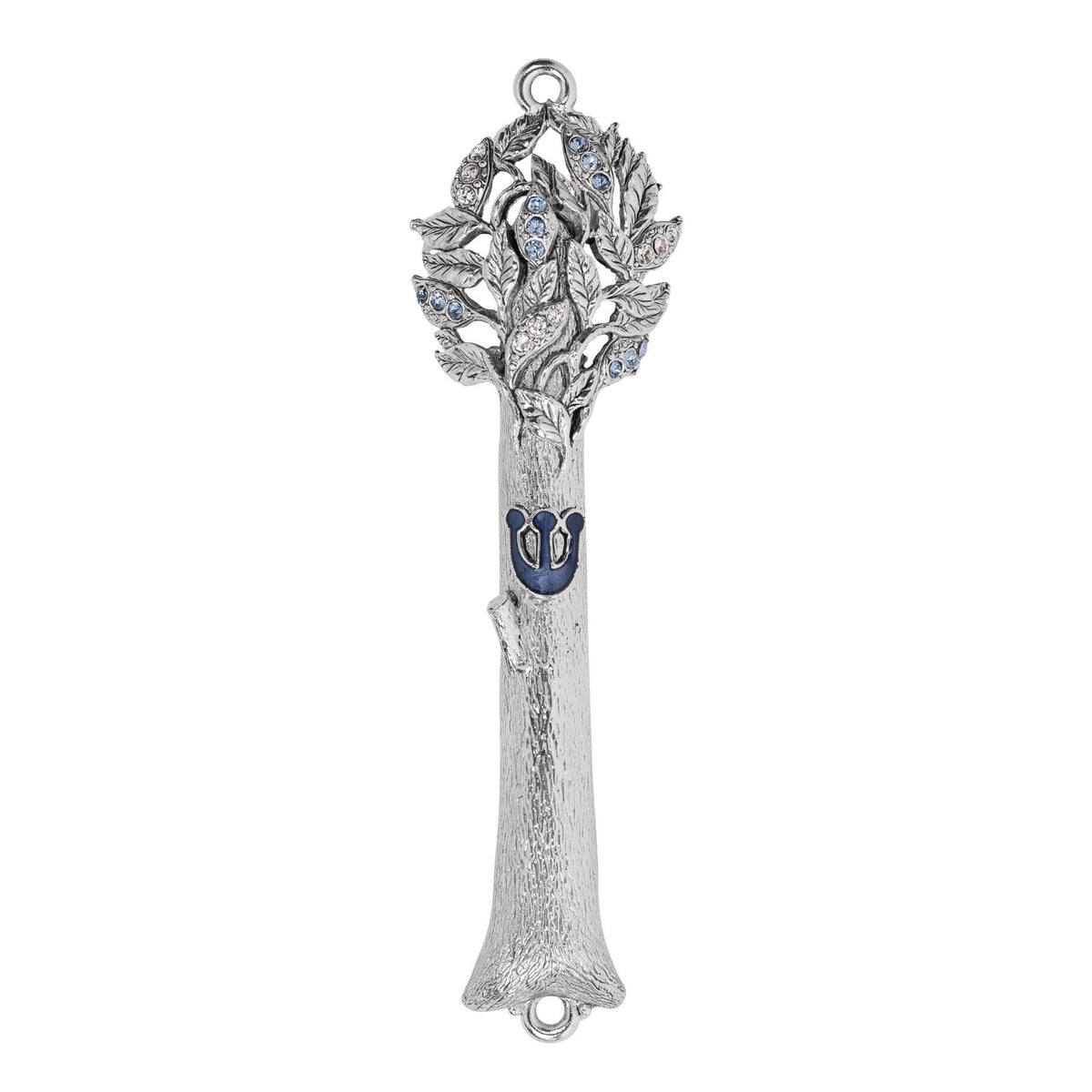 Silver Tree with Blue Stone Mezuzah - The Weitzman Museum Store - MEZ19A