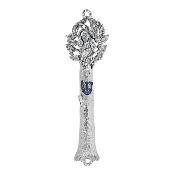 Silver Tree with Blue Stone Mezuzah - The Weitzman Museum Store - MEZ19A