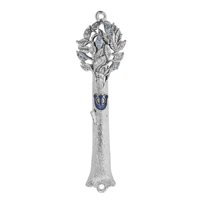 Silver Tree with Blue Stone Mezuzah - The Weitzman Museum Store - MEZ19A