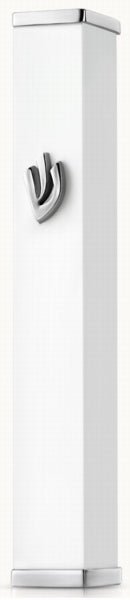 Simple White Metal Mezuzah - The Weitzman Museum Store - 4161