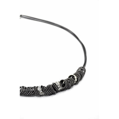 Slate Wire Necklace w/Slate Rings and Crystals - The Weitzman Museum Store - S151B