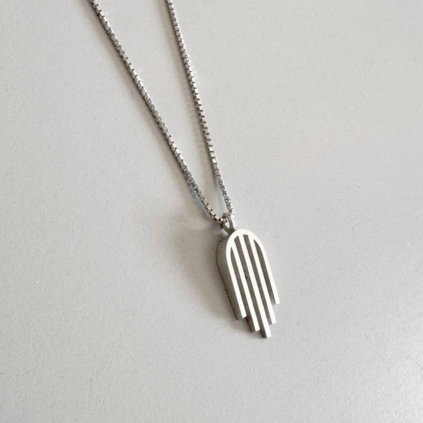 Sleek Sterling Hamsa Pendant - The Weitzman Museum Store - 1
