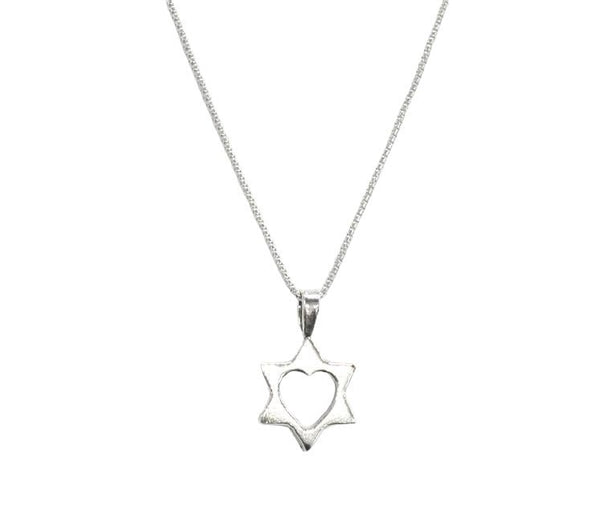 Small Star of David w/Cut - out Heart Necklace - The Weitzman Museum Store - 529718