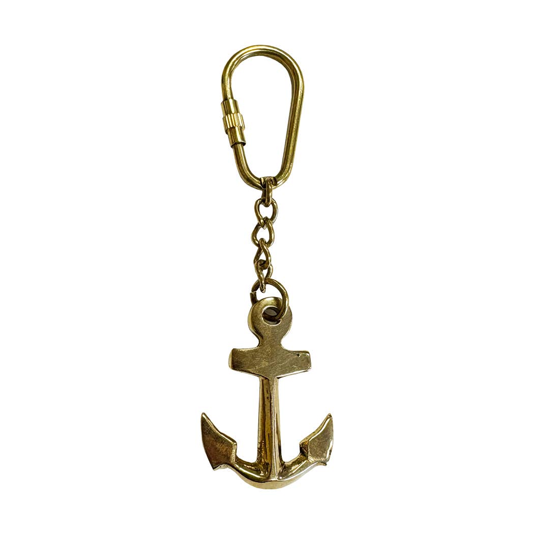 Solid Brass Anchor Keychain, 4" - The Weitzman Museum Store - 8375