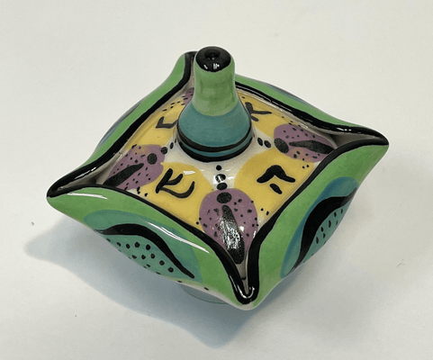 Square Folded Porcelain Dreidel from Israel - The Weitzman Museum Store - DRP-157
