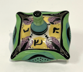 Square Folded Porcelain Dreidel from Israel - The Weitzman Museum Store - DRP-157
