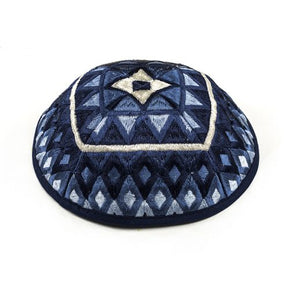 Squares Blue Kippah - The Weitzman Museum Store - EMYME17B