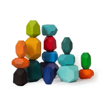 Stacking Blocks | Peacock | Set of 16 - The Weitzman Museum Store - GWW0568S