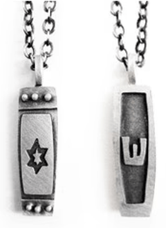 Star of David Double Sided Mezuzah Necklace on Leather or Sterling Chain - The Weitzman Museum Store - MPC - 2