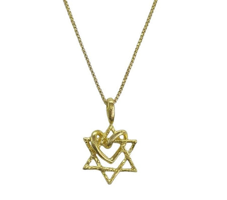 Star of David Pendant with Wrapped Heart in Sterling Silver or Vermeil - The Weitzman Museum Store - 529731