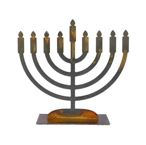 Steel Cutout Rust Patina Menorah Sculpture - The Weitzman Museum Store - 7 - 847384016922