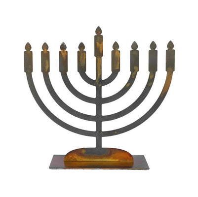 Steel Cutout Rust Patina Menorah Sculpture - The Weitzman Museum Store - 7 - 847384016922