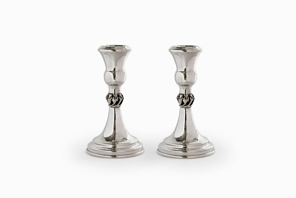 Sterling Carved Stem Shabbat Candle Sticks - The Weitzman Museum Store - jrcd602