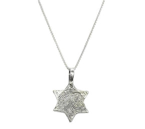 Sterling Finger Print Star of David Necklace - The Weitzman Museum Store - 529716