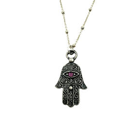 Sterling Hamsa/Satellite Chain - The Weitzman Museum Store - C350STERLING