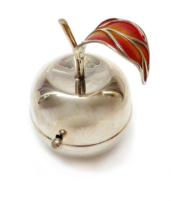 Sterling Silver Apple - shaped Honey Pot with spoon - The Weitzman Museum Store - 7 - 847384013324