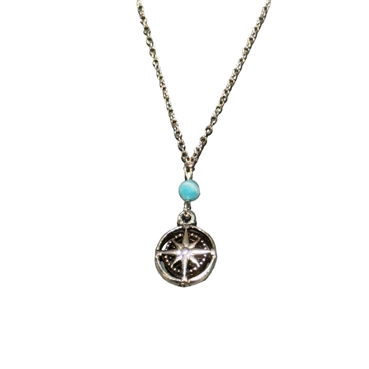 Sterling SIlver Petite Compass Rose with Bead Necklace - The Weitzman Museum Store - N358N