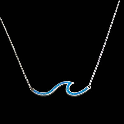 Sterling SIlver Wave Rider Necklace with Lab Opal - The Weitzman Museum Store - N404N