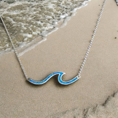Sterling SIlver Wave Rider Necklace with Lab Opal - The Weitzman Museum Store - N404N