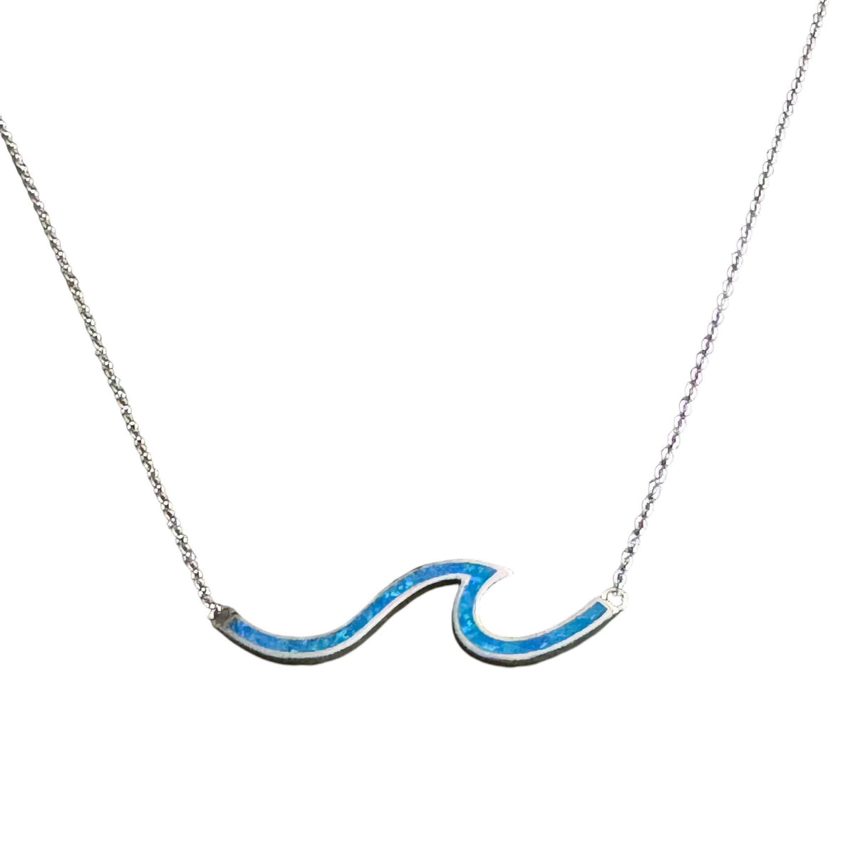 Sterling SIlver Wave Rider Necklace with Lab Opal - The Weitzman Museum Store - N404N