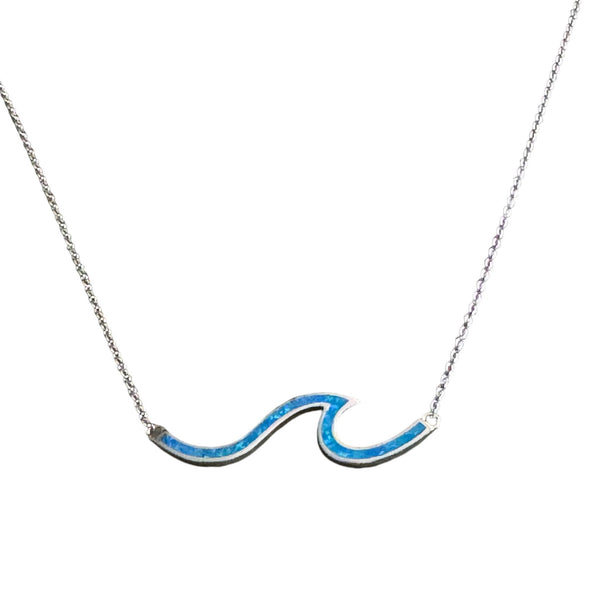 Sterling SIlver Wave Rider Necklace with Lab Opal - The Weitzman Museum Store - N404N