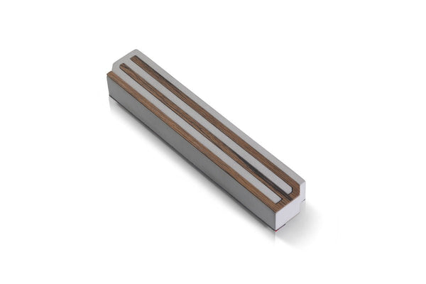 Stripe Wood and Cement Mezuzah in Blue, Dark Grey and Light Grey - The Weitzman Museum Store - 7-847384018278