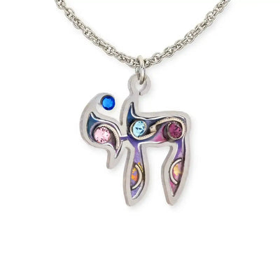 Swirling Silver Chai Necklace - The Weitzman Museum Store - 1430287N
