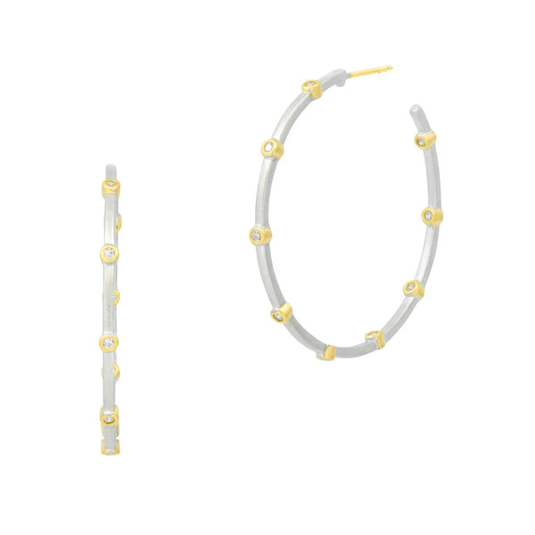 Thin Bezel Hoop Earrings Platinum Finish - The Weitzman Museum Store - PYZE020015B - 1 - 14K
