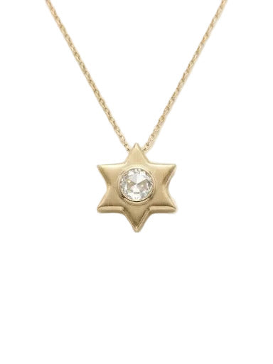 Tiny 14K Star with Diamond Necklace - The Weitzman Museum Store - K-629