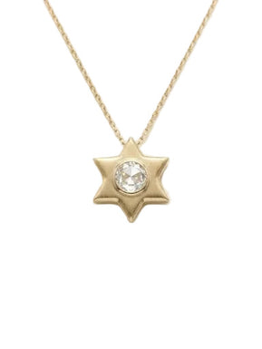 Tiny 14K Star with Diamond Necklace - The Weitzman Museum Store - K-629