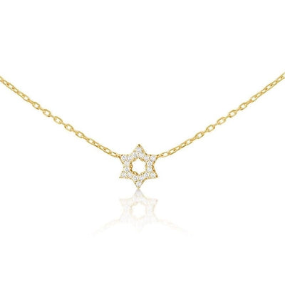 Tiny Star of David Necklace in 14K Gold with Diamonds - The Weitzman Museum Store - CZ - 0214KY