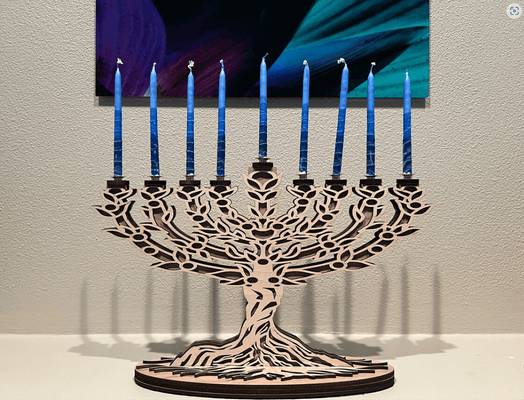 Tree of Life Menorah Wooden - The Weitzman Museum Store - 7 - 847384018871