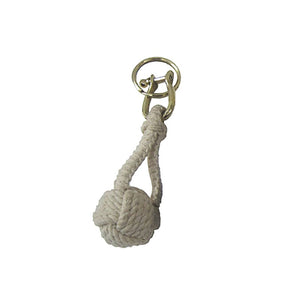 White 3 - 1/2" Monkey Fist Rope Key Chain with Split Ring - The Weitzman Museum Store - 6970
