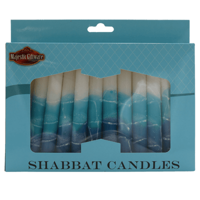 White Turqoise Shabbat Candles - The Weitzman Museum Store - SHC3