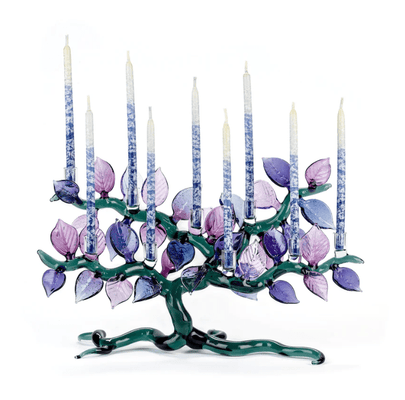 Wide Tree of Life Menorah Teal - The Weitzman Museum Store - 7-847384019651
