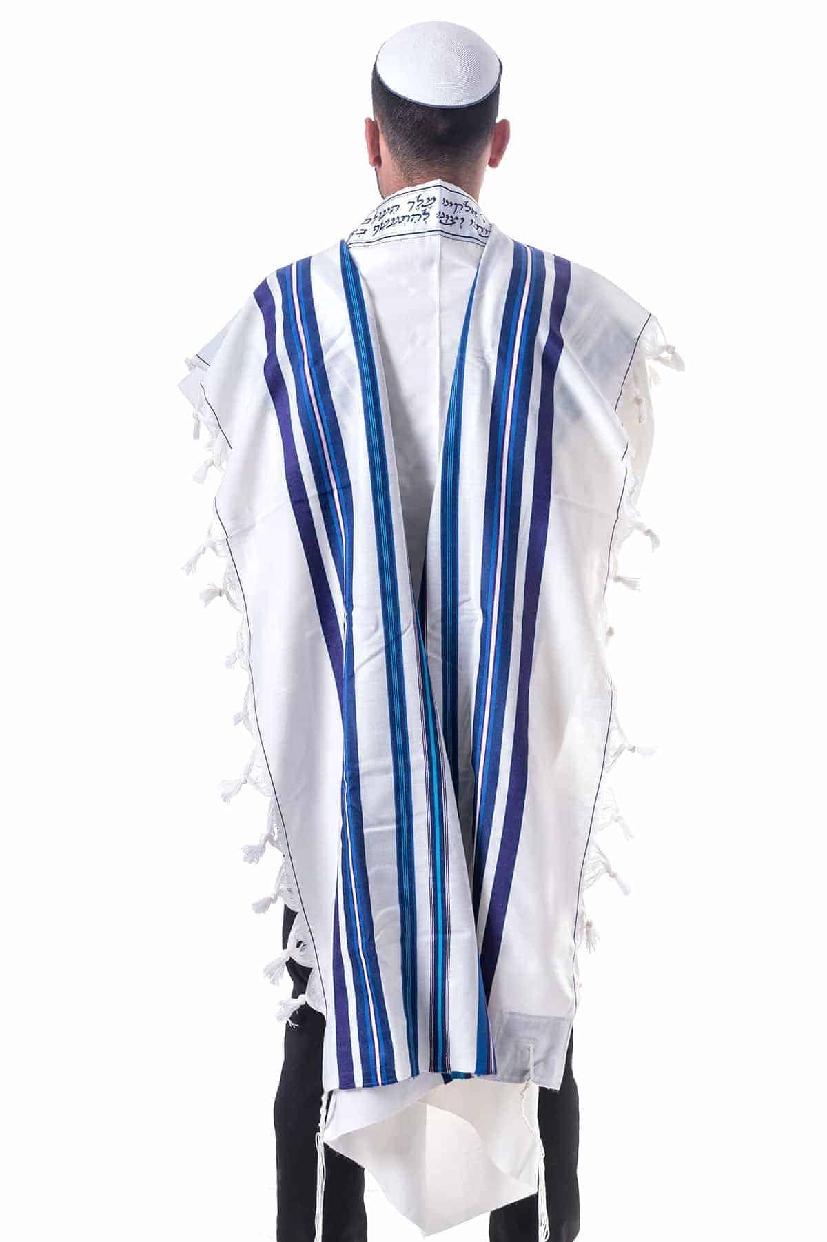 Wool Bnei Or Tallit, Blue - The Weitzman Museum Store - mhb60b