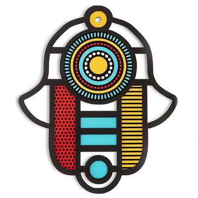 Yellow Red and Blue Hamsa Wall Art - The Weitzman Museum Store - 784205