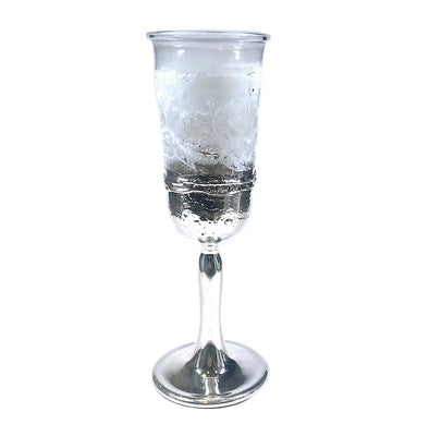 White Glass and Sterling Silver Kiddush Cup