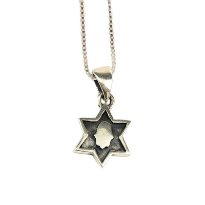 Silver Plated Hamsa Necklace with Star Of David Pendant Jewish Judaica  Kabbalah