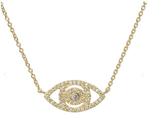 Gold Evil Eye w/ Crystals Necklace