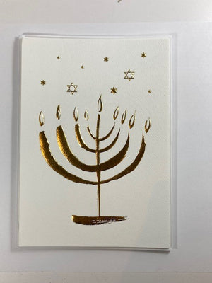 Golden Shalom Menorah Card