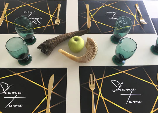 Gold & Black Paper Placemats for Rosh Hashanah